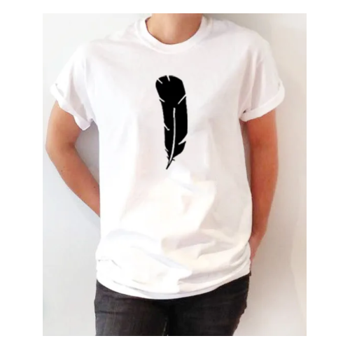 Feather Design Women T-Shirt - White L, M, S, XL, XXL Each