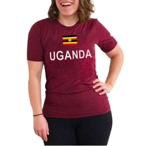 UGANDA FLAG Women T-Shirt - Maroon L, M, S, XL, XXL EACH