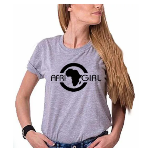 AFRICAN GIRL Women T-Shirt - Grey L,         M,         S,         XL,         XXL Each