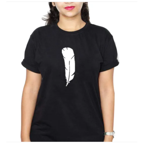 Feather Design Women T-Shirt - BLACK L, M, S, XL, XXL Feather Design Women T-Shirt - White