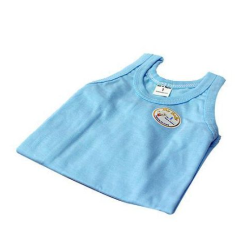 3pc Kids Pure Cotton Vests - Blue SMALL EACH