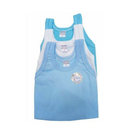 3pc Baby Vests, Size 1 - Blue, White,Blue SMALL EACH