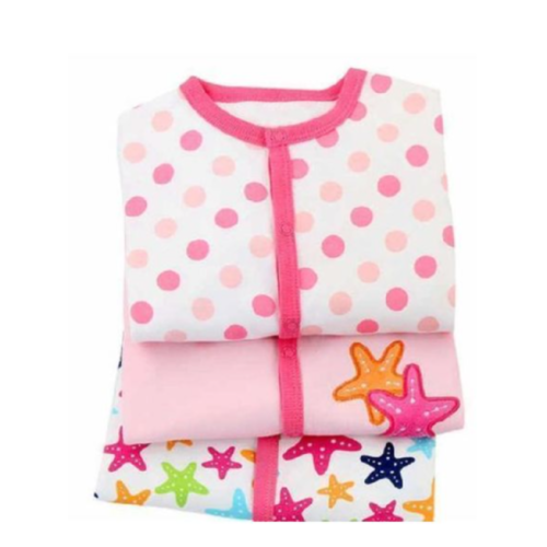 3Pack Cotton Girl Overalls - Multi Colored SMALL EACH