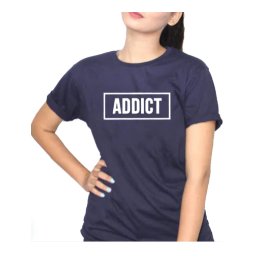ADDICT Women T-Shirt - Navy Blue L, M, S, XL, XXL Each