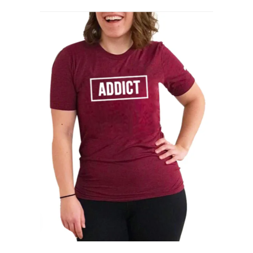 ADDICT Women T-Shirt - Maroon L, M, S, XL, XXL Each