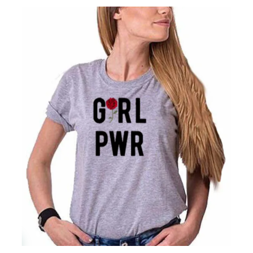 GIRL POWER Women T-Shirt - Grey L, M, S, XL, XXL Each