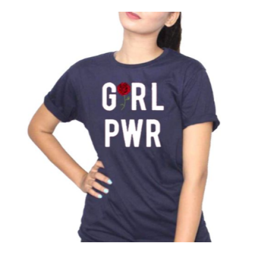 GIRL POWER Women T-Shirt - Navy Blue L, M, S, XL, XXL Each