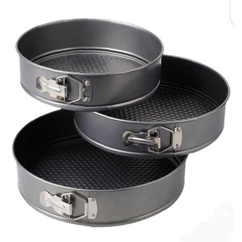 A Set Of 3 Round Non-stick Baking Mould Pans- Black SMALL EACH
