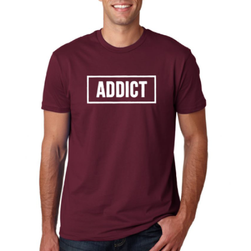ADDICT Men T-Shirt - Maroon L, M, S, XL, XXL Each