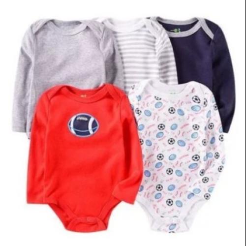 Baby Boy Cotton Bodysuits, Design May Vary - Multicolor SMALL EACH