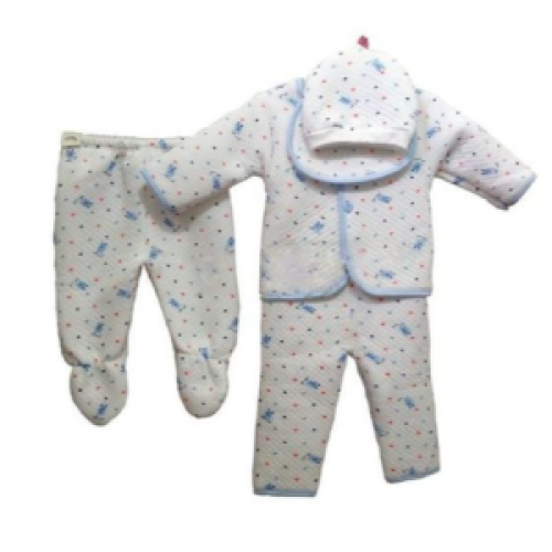 Fashion 100% Cotton Newborn Five-piece Set -White Blue SMALL Each