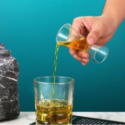 2 Pc 20cc Double Acrylic Jigger Cocktail Shot Glasses Spirit Measuring Cup - Clear. Medium Each