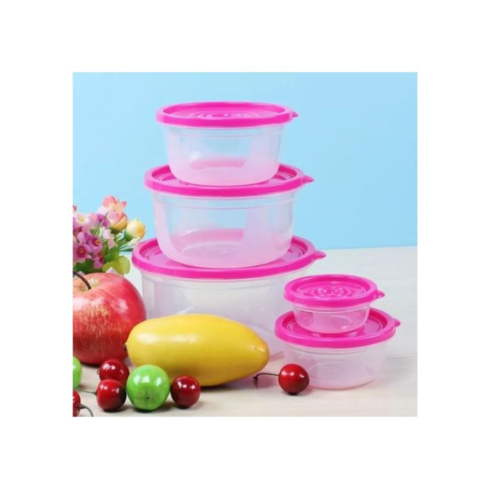 5 Pc Round Airtight Food Storage Containers Tins With Lids,Multi-Colours. Medium Each