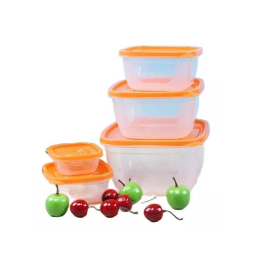 5 Pc Square Airtight Food Storage Containers Tins With Lids,Multi-Colours. Medium Each