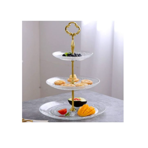 3 Tier Glass Cake Stand Serving Tray Tower Dessert Holder Pastry Serving Platter Display Decoration. Each