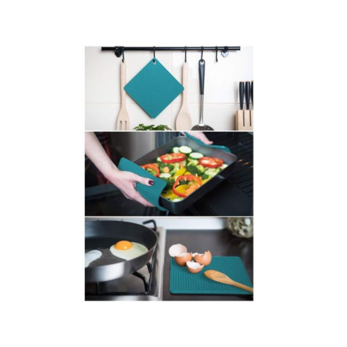 4 PC Silicone Trivet Pot Holders Drying Heat Resistant Non-Slip Mats Cup Coasters- Green. Medium EACH