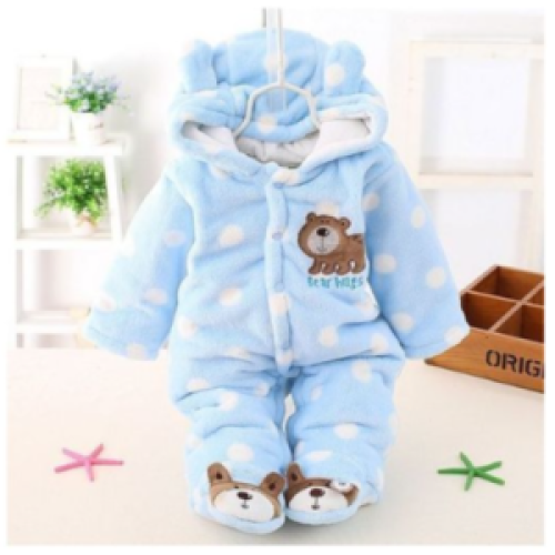 Cartoon Infant Babies Jumpsuit - Blue, White SMALL Each