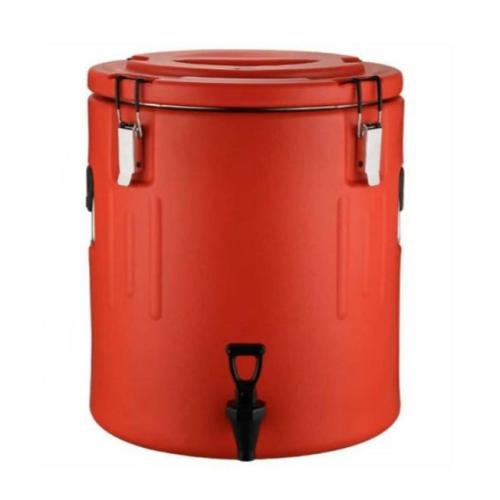 40L Stainless Steel Insulation Bucket With Faucet, Commercial Stall Food & Tea Bucket Cold & Hot Water Catering Urns Cooler- Red. Medium EACH