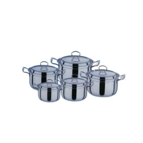 10 Piece Stainless Steel Saucepans Cookware Pots, Silver. Medium Each