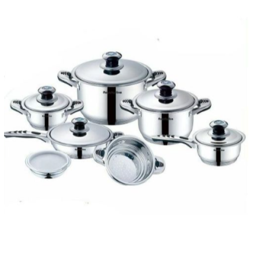 16 Piece Stainless Steel Saucepans Cookware Pots, Silver. Medium Each
