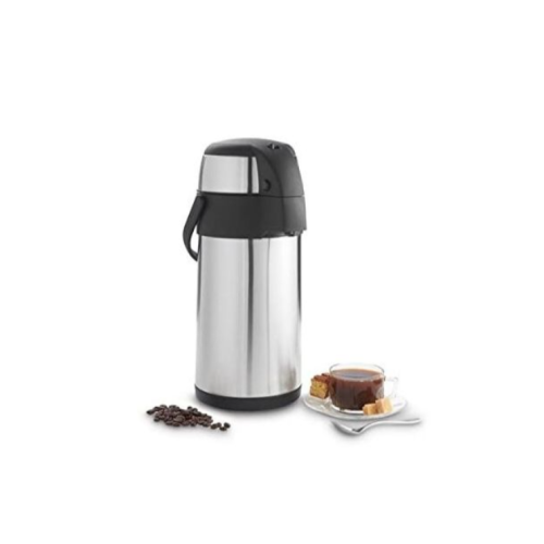 5L Thermal Flask Stainless Steel, Pump Action Vacuum Insulated With Safety Lock & Handle, Coffee Tea Jug For Home, Office, Camping- Silver. Medium EACH