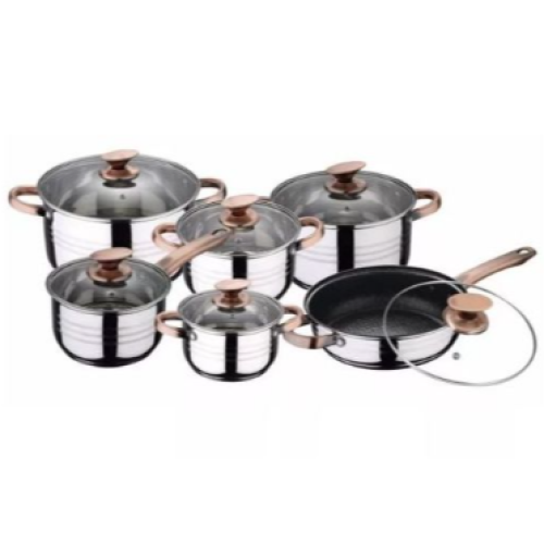 12 Pieces Flash Heavy Stainless Steel Saucepans/Cookware Pots, Silver. Medium Each