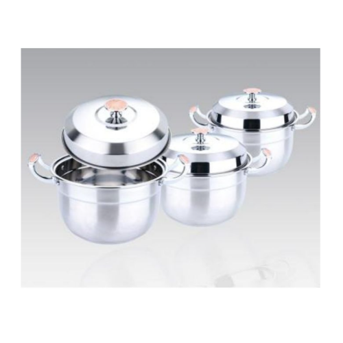 6 Piece 22,24 & 26CM Stainless Steel Saucepans Cooking Pots- Silver. Medium EACH