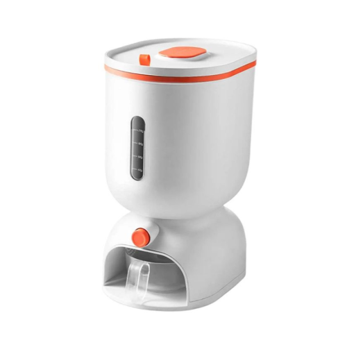5.5 KG Airtight Rice Dispenser, Sealed Grain Container With Lid And Measuring Cup Cereal Bucket- White. Medium Each