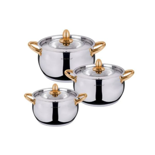 3 PC Stainless Steel Saucepans Cooking Pots- Silver. Medium Each