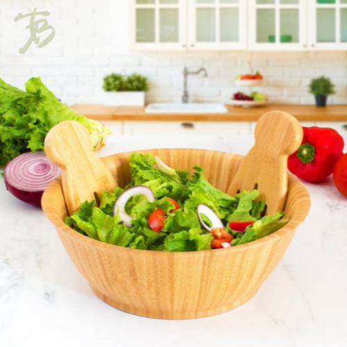 26Cm Bamboo Fruit Salad Serving Bowl Dish-Brown. Medium Each