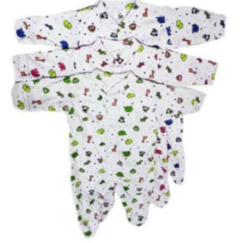 Three Piece Baby Overalls - White Flowered SMALL Each