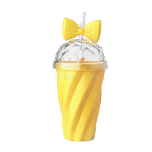 1 Pc Reusable Tumbler Juice Cup Water Bottle With Straw -Yellow. Medium Each