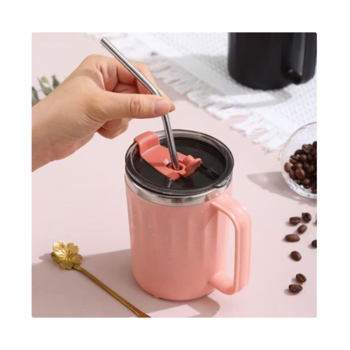 400ml Stainless Steel Office Coffee Mug Insulation Cup Thermal Flask With Lid- Multi-colour. Medium Each