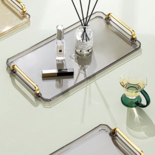16 Inches Acrylic Serving Tray With Handles Decorative Coffee Table Tray - Clear. Medium Each