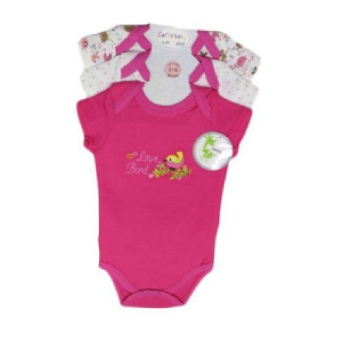 Three Piece Baby Bodysuit - Pink SMALL Each