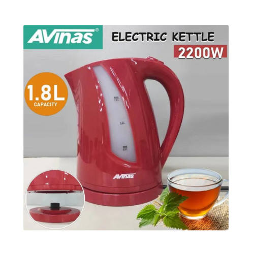 1.8L Automatic Switch Off Cordless Electric Kettle Stainless Steel Base Kitchen Office Water Heating Boiler- Red. Medium Each