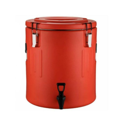 40L Stainless Steel Insulation Bucket With Faucet, Commercial Stall Food &And Tea Bucket Cold And Hot Water Catering Urns Cooler- Red. Medium Each