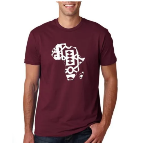 Africa Map Men T-Shirt - Maroon L, M, S, XL, XXL Each