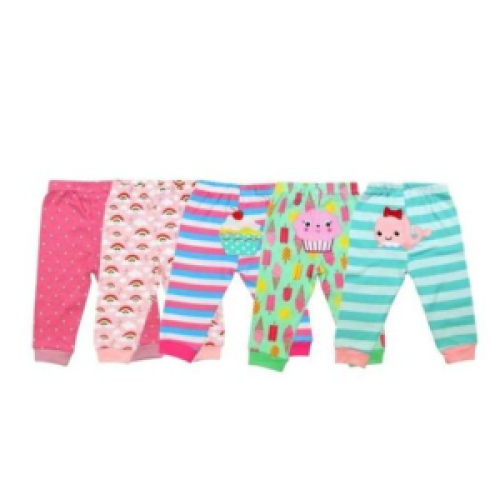 5 Pack Of Baby Girl Pants - Multicolor. SMALL Each