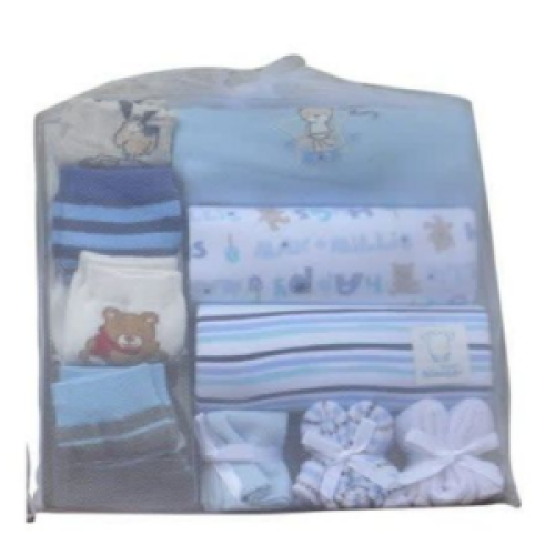 3Pcs Of Baby Boy Bodysuits + 4 Pairs Of Socks + 3 Washcloths - Multicolor. SMALL Each