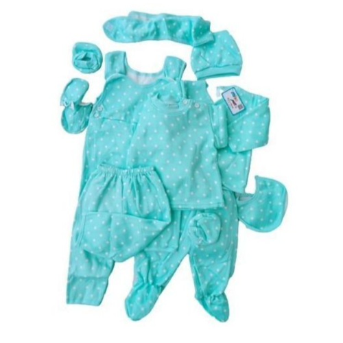 11Pc Baby Boy Newborn Clothing Set - Turquoise SMALL EACH