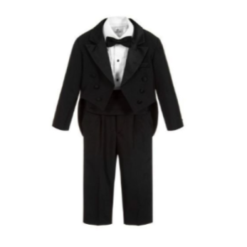 Boys Classy 5 Piece Suit - Black White SMALL Each