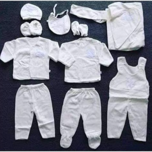 11 PCs In 1 Carton Baby Wear - White Multiple Designs SMALL EACH
