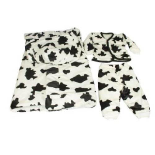 Kofia Baby Shawl Receiver Blanket + Full Suit - White Animal Print SMALL Each