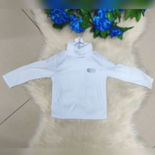 UNISEX WARM KIDS TURTLE NECK PULL NECK TSHIRT - WHITE SMALL Each