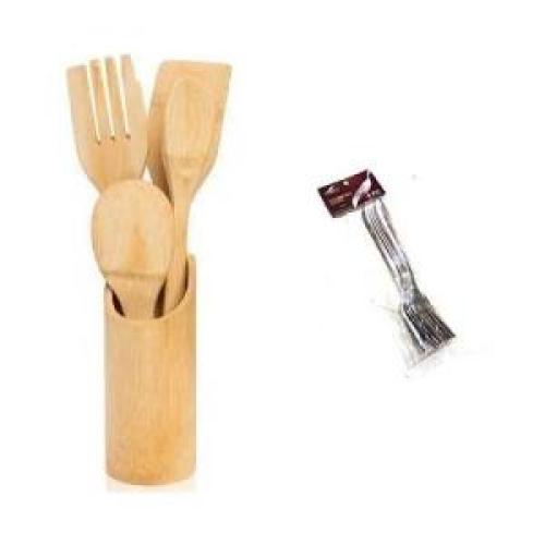 A Set Of 6 Piece Non Stick Cooking Spoons - Black and Fashion Varies SMALL EACH