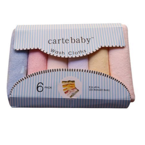 Baby Wash Cloths - Multi-Color. 6PCS EACH