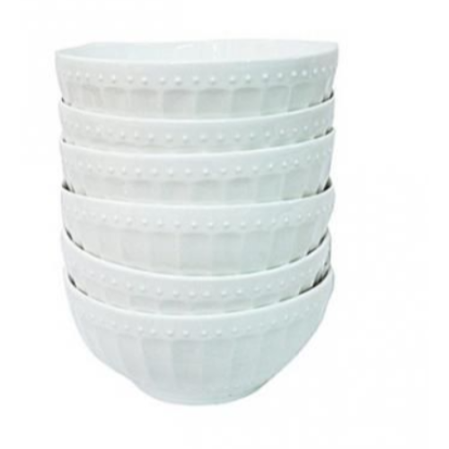 Set of 6 Soup and Salad Bowls - White SMALL EACH