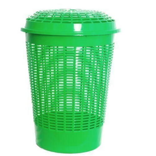 Plastic Laundry Basket With a Lid - Green SMALL EACH