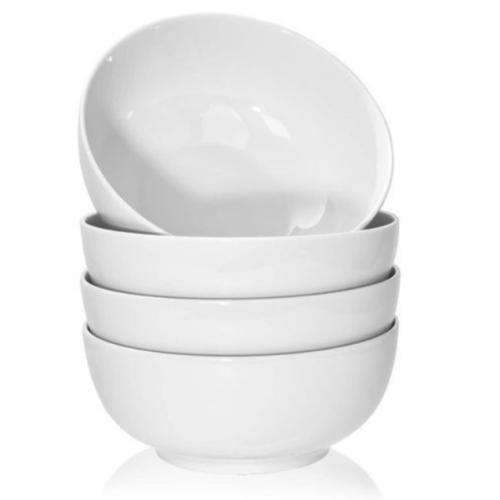 Set Of Ceramic Soup Salad Bowls - White SMALL EACH